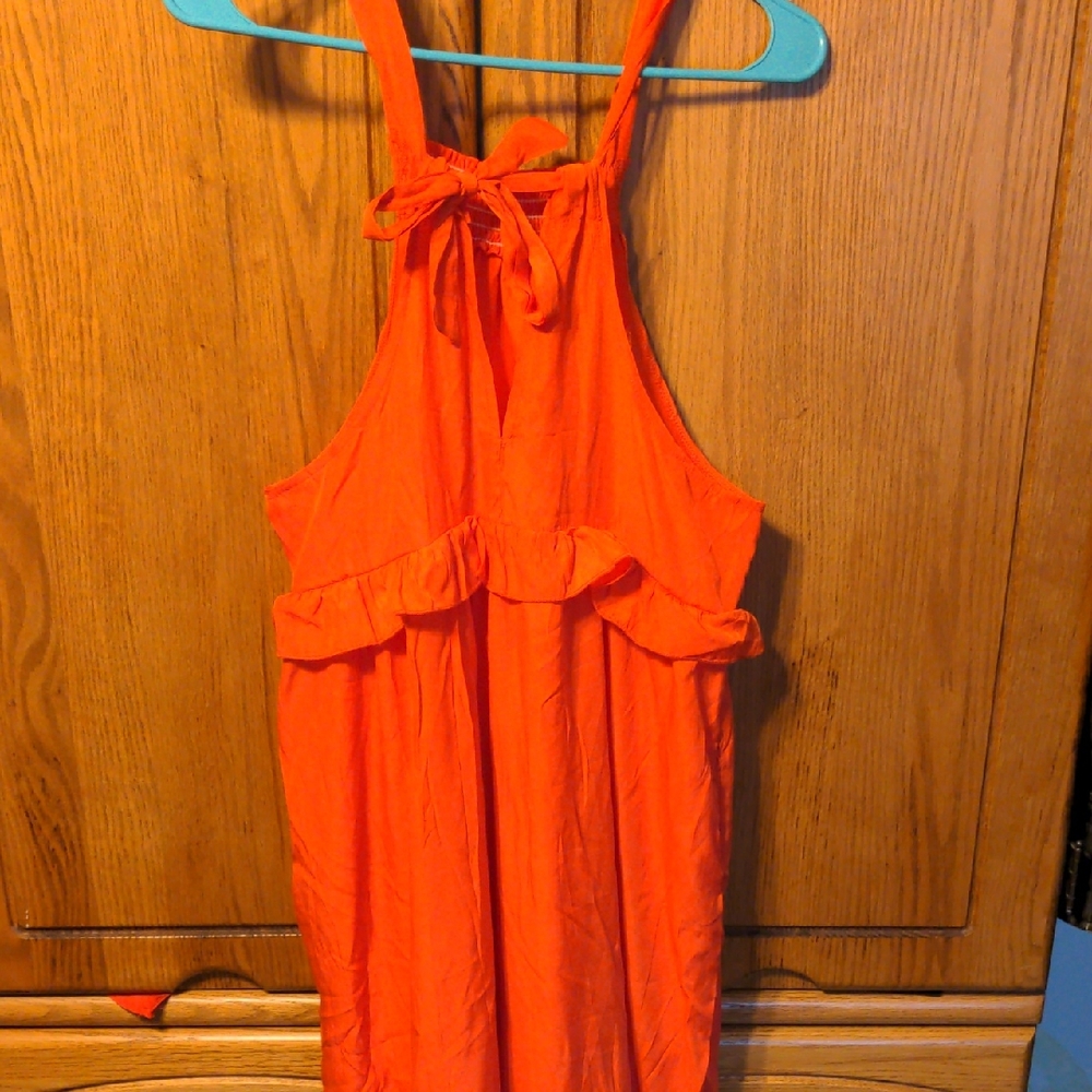 Vibrant Orange Halter Dress